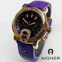 Jam Tangan Wanita/Cewek Aigner Bari Kulit Ungu