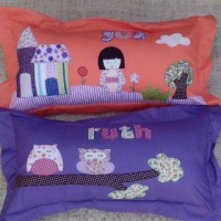 Souvenir Ultah Bantal Unik & Lucu handmade aplikasi nama anak pink