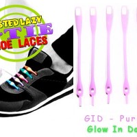 Jual V-Tie Shoelaces - Tali Sepatu Silikon / Silicon - Glow in Dark Purple Murah