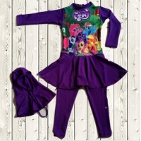 Jual Swimsuit Baju Renang Anak Perempuan Muslimah Muslim - Poeny Purple Murah