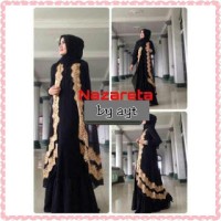 NAZARETA BLACK 3in1 BAJU HIJABERS HITAM Dress Hijabers long cardi