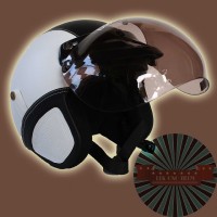 Helm Retro Bogo White-Black Putih Hitam + Kaca Bogo asli