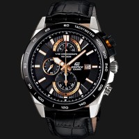 Jual Casio Edifice Ef 520 Black combi silver (Black Leather) Murah