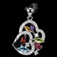 Jual SL112. NATURAL AMETHYST GARNET PERIDOT CITRINE TOPAZ RUBY 925 SILVER G Murah