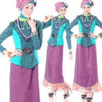 Gamis Batik Kombinasi Hijau Pink