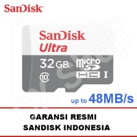 Jual SanDisk Ultra microsd 32GB 48MB/s - no adapter - micro sd Class 10 Murah