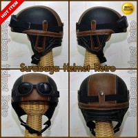 Jual Helm Retro Klasik Chips Hitam Cokelat ( vespa, cb, c70 ) Murah