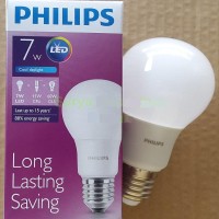 Bohlam LED PHILIPS LAMP 7 WATT . Hemat energi, Lifetime sampai 15 Tahun, Cahaya Terang Sejuk Adem. Lampu Bulb 7W Super Long Life