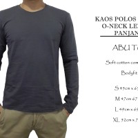 Jual kaos polos lengan panjang cowok abu tua soft cotton combed 40s Murah