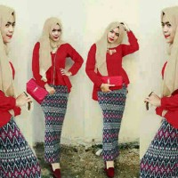 Jual Hijab Peplum Tribal Red Set 3in1 Murah
