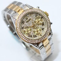 Jam Tangan Rolex Daytona Chrono SIlver Gold Kw super