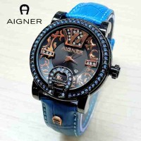 Jam Tangan Wanita / Cewek Aigner Batik Kulit Colour