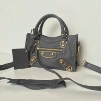 JUAL TAS BALENCIAGA CITY EDGE MINI LAMBSKIN GREY ABU LEATHER