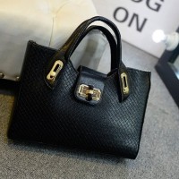 TAS JINJING HITAM ELEGAN FORMAL NGANTOR PARTY TOTE BAG WANITA JALAN PU