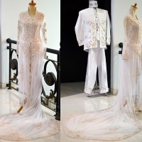 Kebaya Pengantin ekor panjang modern akad nikah model terbaru