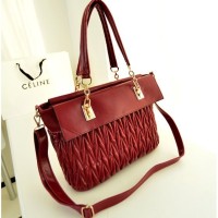 TAS TOTE WANITA MERAH ELEGAN HANDBAGS IMPORT JINJING JALAN MIRIP PRADA
