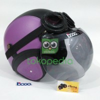 Jual Helm Retro Bogo Import SNI UNGU HITAM Google Lokal Asli 100% Murah