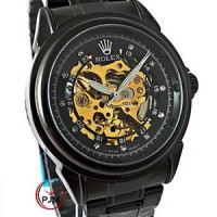 Jual jam tangan pria ROLEX skeleton rantai black Murah