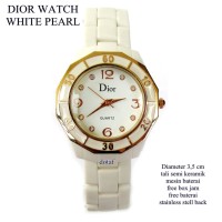 jam tangan wanita semi kERAMIK dior watch white pearl