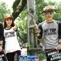 Kaos Couple Lengan Panjang / Baju Pasangan my trip my adventure