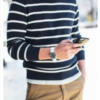 Jual Sweater Rajut Katun O Neck Blaster Navy Murah