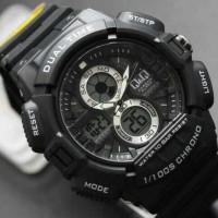 Jual Jam Tangan Pria Sport QnQ QQ Q&Q GW81J Original GW81 Hitam Putih Murah