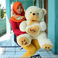 Jual Boneka Teddy Bear I Love You Besar Jumbo Cream Coklat 75 cm Murah