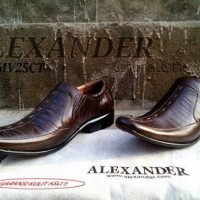 Sepatu Kerja Kantor Pria Formal Kulit Asli Alexander Coklat Branded