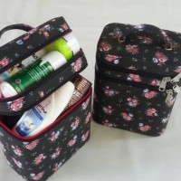 Jual BEAUTYCASE MOTIF BUNGA CANFAS - GREAT HANDMADE Murah