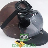 Helm Retro Bogo Import SNI COKLAT POLOS Lengkap Asli 100%