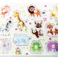 Jual Puzzle Kayu Pin Knob Knop Hewan Binatang Mainan Edukasi Anak PP-005 Murah