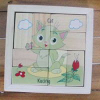 Jual Puzzle Led-UV Hewan Kucing / Mainan Edukatif Anak / SNI/ Kayu Murah