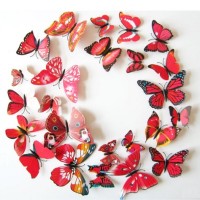 Jual hiasan 3D butterfly 1 set isi 12 ( wall sticker, wallpaper kupu kupu ) Murah
