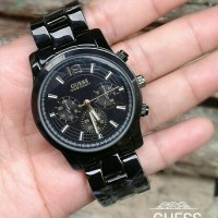 Jam Tangan Wanita Guess Rantai Black List Gold Simple & Elegan