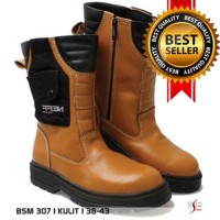 Jual Sepatu Boot Kulit Safety Pria BSM Soga BSM 307 Murah