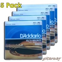 Jual 5 Set Senar gitar akustik folk D'ADDARIO EZ910 Full, bright tone 0.11 Murah