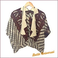Jual BOLERO CARDIGAN BATIK SOGAN SUTRA COKLAT.BATIK KERJA MEWAH BOL-004 Murah