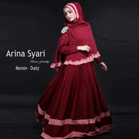 Gamis Syari Cantik Arina Marun Dusty (syari,murah,terlaris)