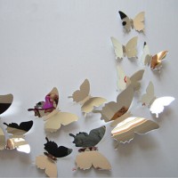 Jual Hiasan dinding 3D kupu kupu mirror butterfly wall stiker Murah