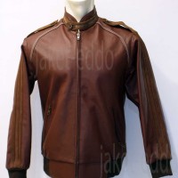jaket kulit 3 stripes vespa