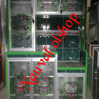 Jual Rak Piring Alumunium Karakter HELLO KITTY 3 Pintu Murah