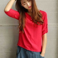 BAJU WANITA MERAH LENGAN PENDEK TERBARU