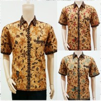 Kemeja Batik Lengan Pendek Daun Coklat