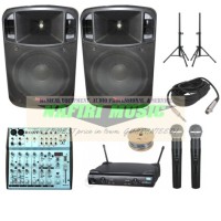 Paket Sound System Indoor 4 (2 speaker+amplifier+mic+kabel+tripod)