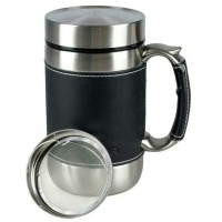 Jual SHUMA 600 Leather Mug Termos Stainless - Air Panas, Dingin, Teh, Kopi Murah