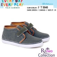 Sepatu Kets Anak Cowok / Sepatu Canvas Hijau Tanpa Tali Casual Bandung