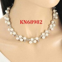 KN68982 Kalung Silver Pearls & Diamond