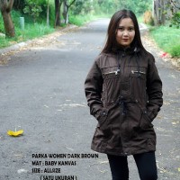 Jaket Parka Premium Cewek Baby Canvas Akrilik warna Dark Brown