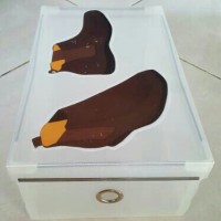 Jual Tempat sepatu transparan dgn Ring, printing dan sudut plastik. Murah