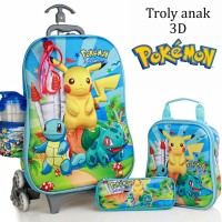 Jual Tas Troli Anak 5In1 3D Pokemon Go Tosca Murah